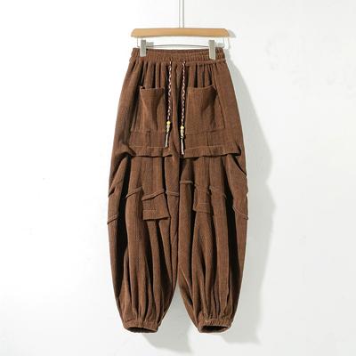 Pantalones de pana de estilo chino para hombre 2024, pantalones casuales para hombre, pantalones deportivos de cintura elástica para otoño e invierno, pantalones de pierna ancha para hombre