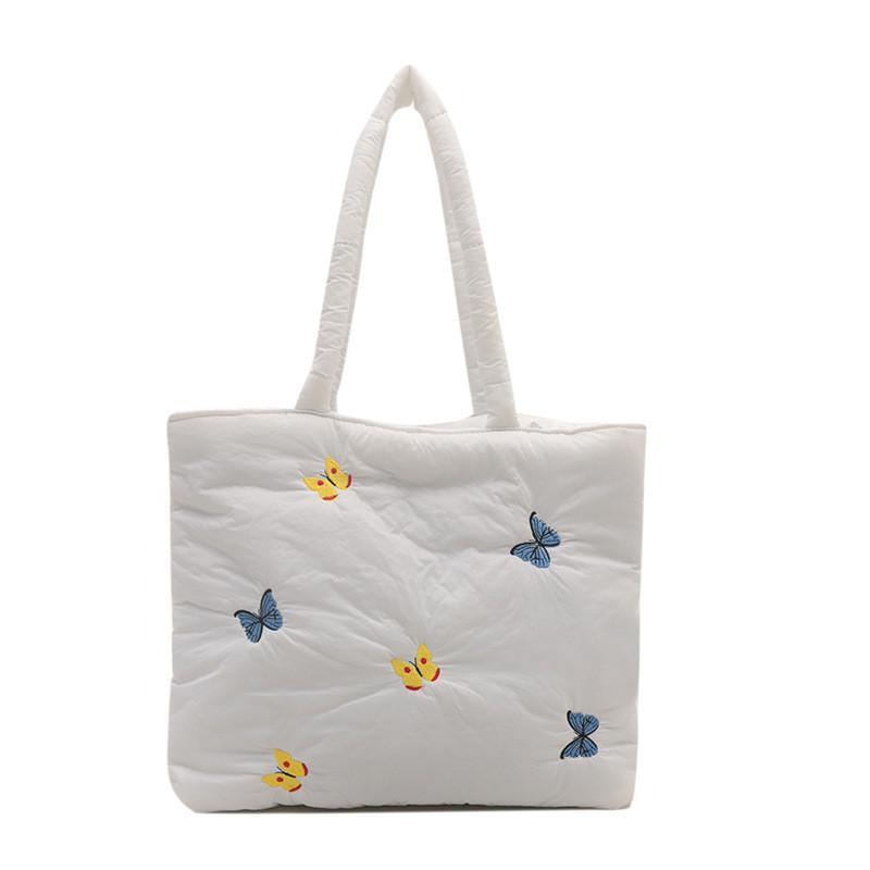 Large Capacity Embroidered Butterfly Casual Commuter Tote Bag In Fashionable Colors