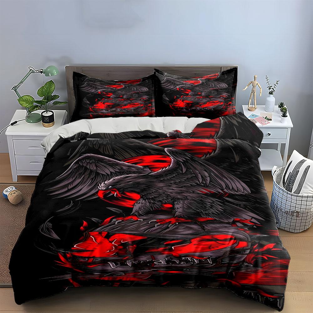 Eagle with red flames. Bedding sets Duvet cover sets Duvet covers Pillowcases(1* Duvet Cover 2* Pillowcases without duvet insert)
