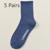5 Pairs of Men's Autumn and Winter Cotton Thick and Velvet Warm Wool Ring Anti Pilling Tube Socks