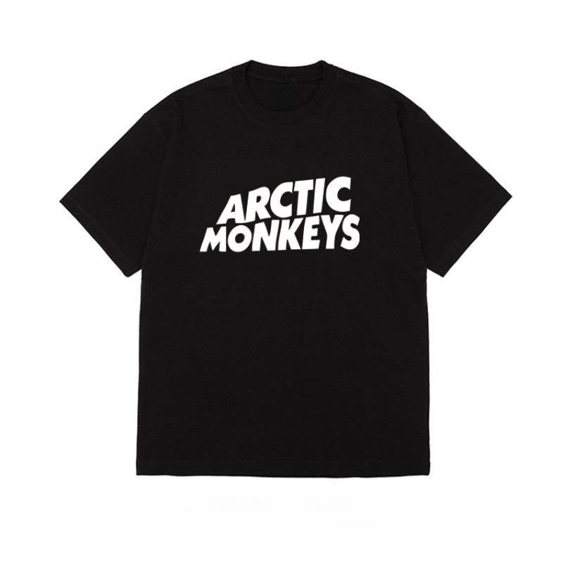Verano 2025 Arctic Monkeys Hip Hop Rock para Hombres y Mujeres Punk Letras Oscuras Camiseta Holgada de Manga Corta