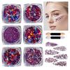 1/6Pcs Independence Day Body Glitter Gel, Patriotic Red White Blue Face Hair Glitter, Waterproof Sparkling Makeup Sequins, 4th of July Accessories