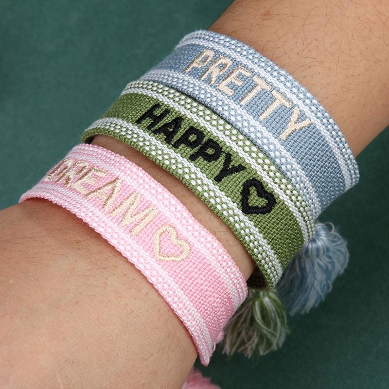 Love Pattern Woven Bracelet Bohemian Adjustable Handmade Tassel Rope Bohemian Bracelet Ladies Girls Bracelets Jewelry