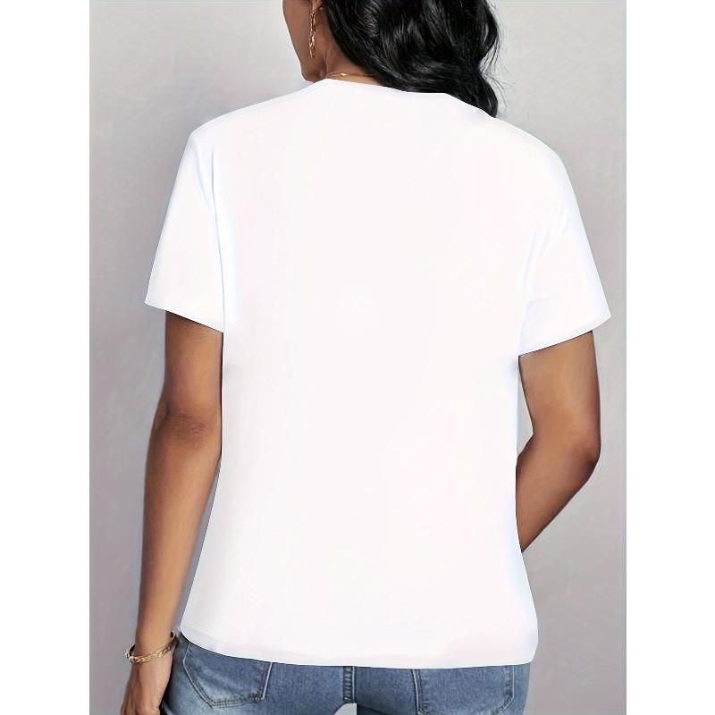 Women Round Neck Short Sleeve T-Shirt Strange Windmill Watercolor Floral Print Vibrant Casual Spring Summer Fall Top