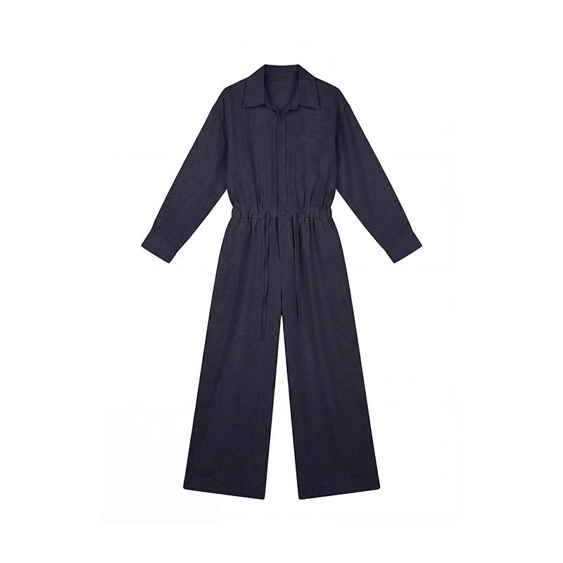 

THE MIND Spring 2026 High Waist Linen Tencel Long Sleeve Slimming Jumpsuit T6158C Small