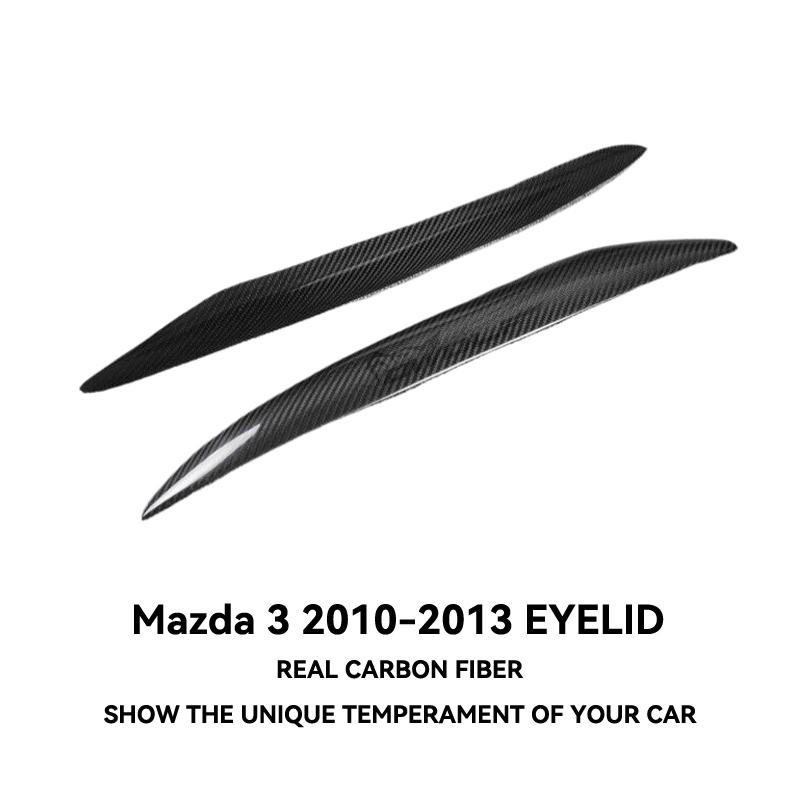 Carbon Fiber Car Headlight Eyebrows Cover Trim Sticker Head Lamp Eyelid For Mazda 3 M3 2010 - 2013 Fiber Glass Matt Black Primer