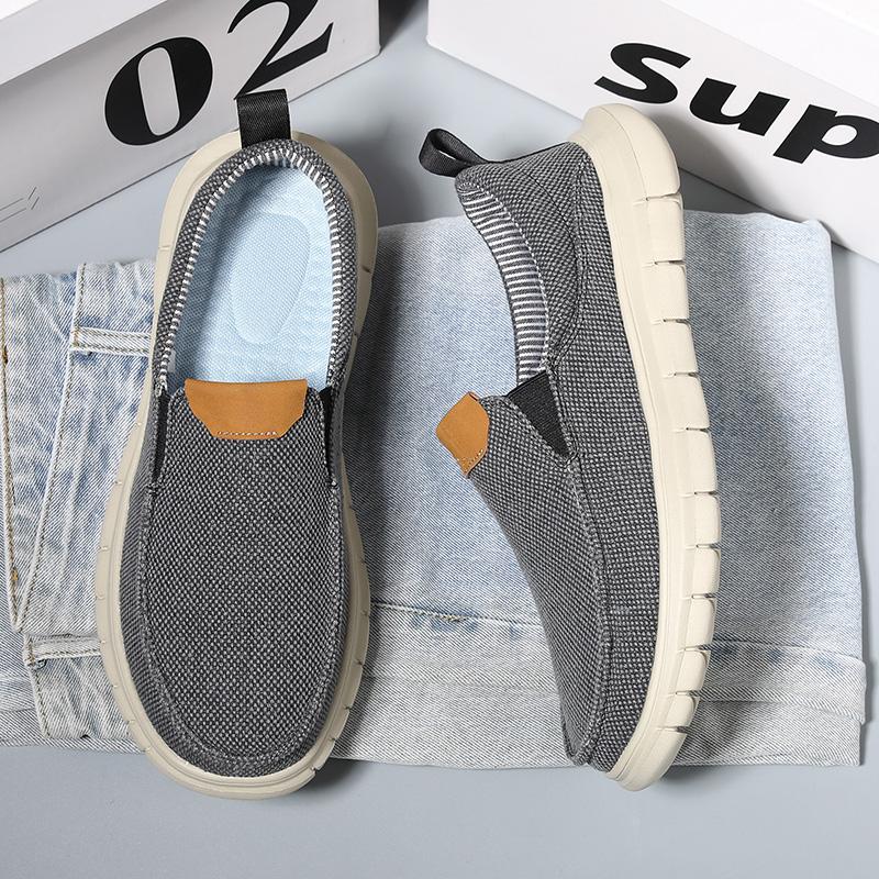 Men Shoes Casual Canvas Loafers Shoes Light Breathable Flats Leisure Male Vulcanized Shoes Walking Sneakers Plus Size 39-46