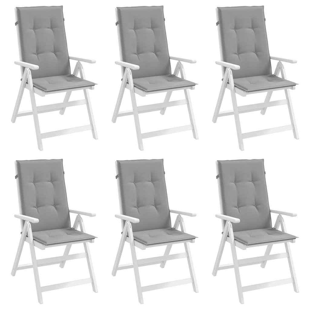 Garden Chair Cushions for High Back Chairs 6 Pcs Gray 120 X 50 X 3 Cm Fabric