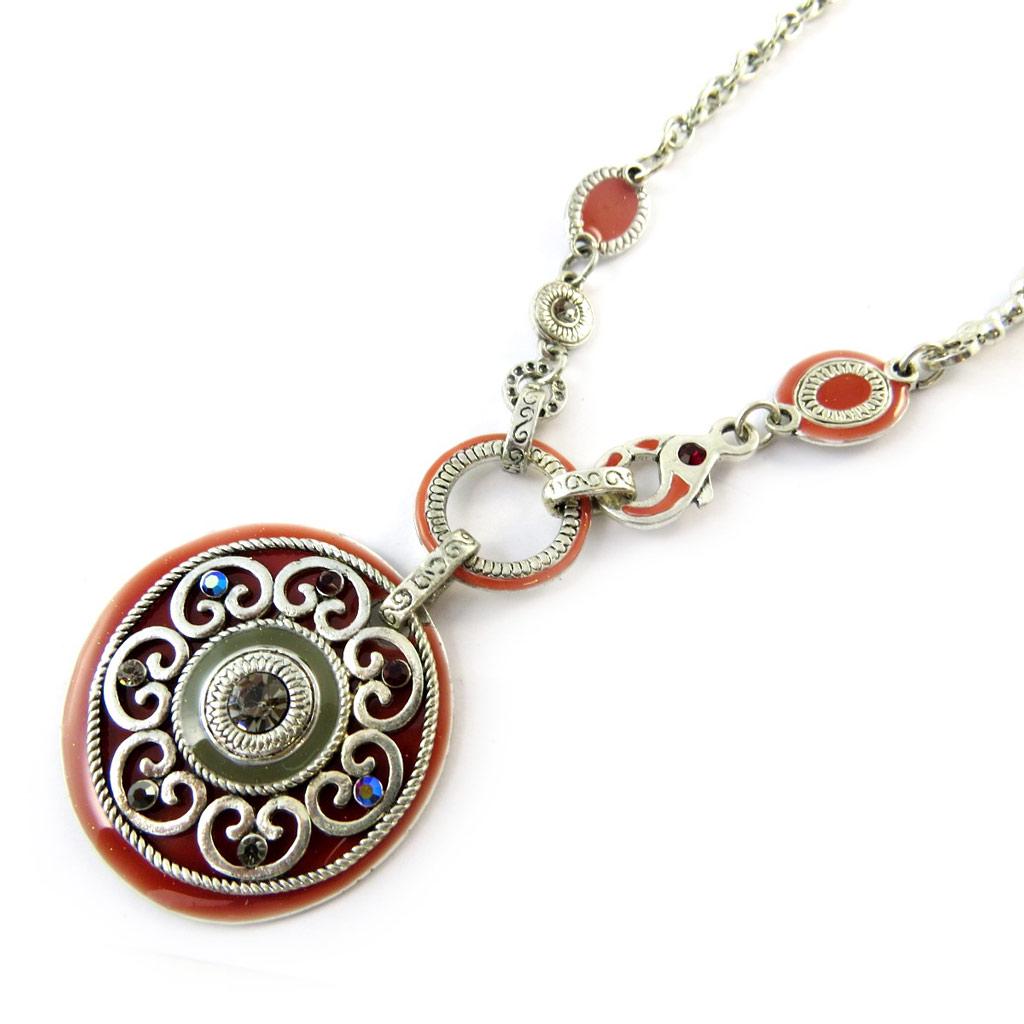 Les Trésors De Lily [C5450] - Designer Necklace 'Babouchka' Red Gray