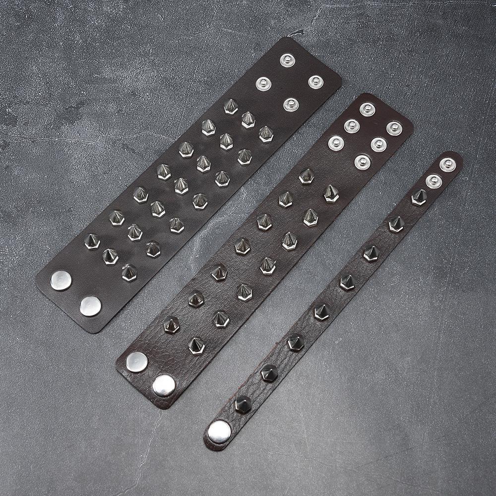 Riveted Punk Rock Leather Bracelet - Gothic Nightclub Wristband Accessory