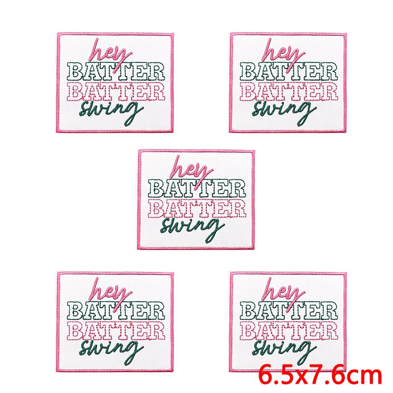 10pcs /Lots Pink Cartoon English Letter Embroidered Patches Diy Jackets Backpack Sew Badges Iron On Patches For Clothing Stickers 
