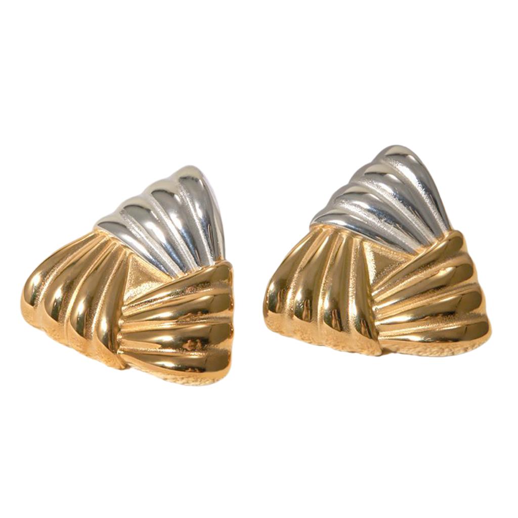 Geometric Gold and Silver Tone Studs Earrings for Women Fashion Vintage Texture Ear Accessories Lightweight Jewelry