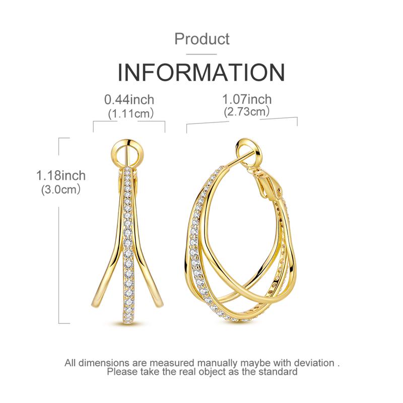 Fashion Gold Woman Hoop Earring 925 Sterling copper Sparkling Zircon Round Ear Stud Earrings Fine Zircon Lover Anniversary Gift