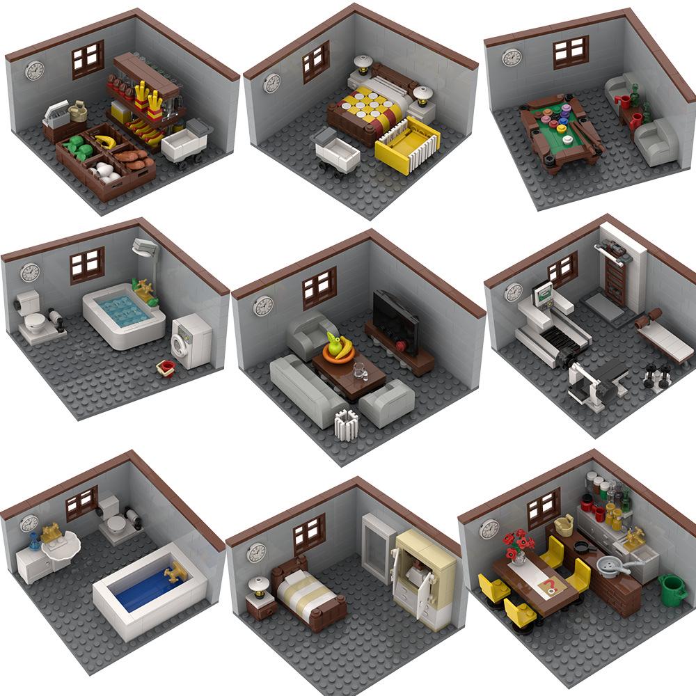 Street View Corner Room Bar Kitchen Scene Diy Assembly Holiday Gift Ornament Building Block