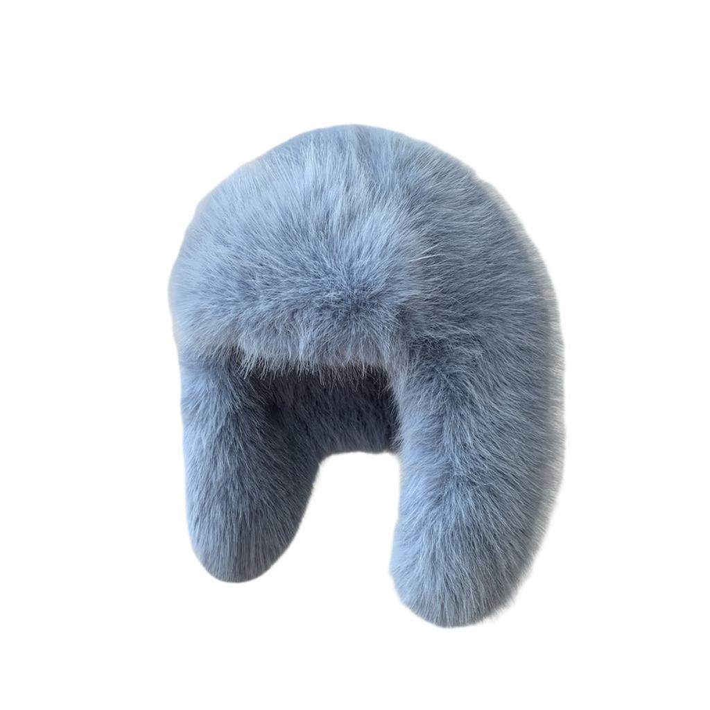 Hot Sale Outdoor Women Girl Furry Fluffy Designer Protect Ears Bucket Cap Long fox Faux Fur Caps Winter Hats