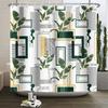 Mid Century Abstrakt Boho Duschvorhang Grünes Blatt Pflanze Modern Bogen Sonne Minimalistisch Nordisch Wasserdicht Badezimmer Badvorhang