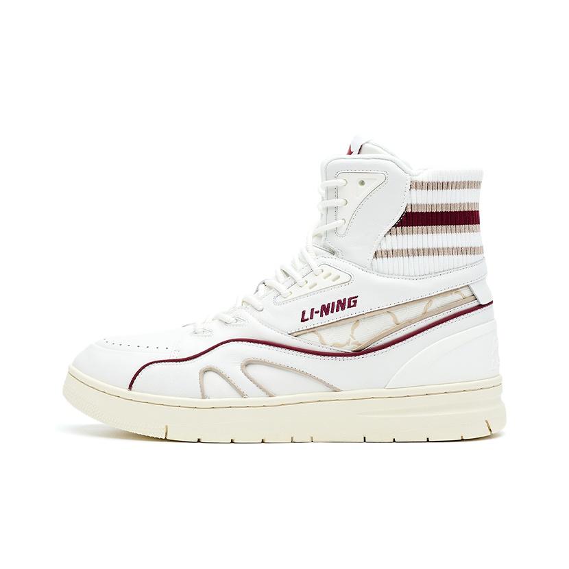 

Li-Ning 1990 Classic Series Leather Comfortable Lightweight Wraparound Non-Slip Shock Absorbing Wear-Resistant High-Top Skate Shoes ALFR105-2 42⅓