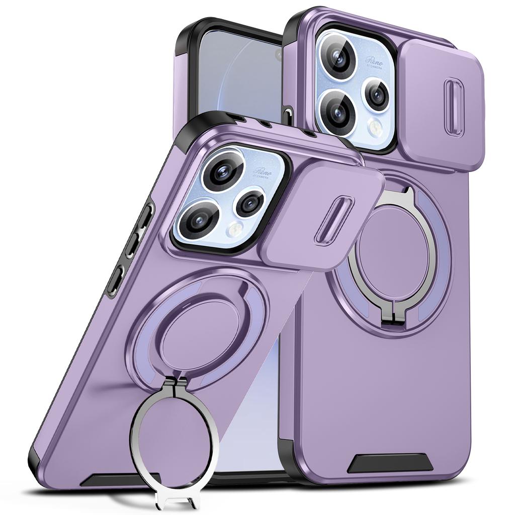 For Oppo Reno15 Case OPPO Reno 15 Cover Oppo Reno 15c Magnetic Ring Armor Slide Camera Lens Case Magsafe Wireless Charge Cover
