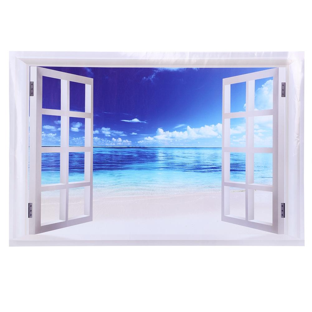 2 ks Modrá Mořská voda a Vzor okna Unikátní Samolepka na zeď Obtisk Dekorace pro Domácnost Dveře Okno