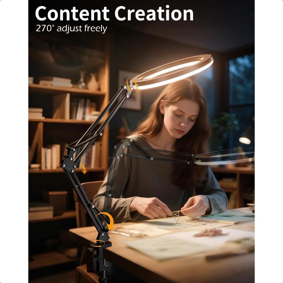 

UBeesize 12 Кольцевая лампа со штативом и держателем для телефона, светодиодная лампа для селфи для iPhone и ноутбука, настольная лампа United States