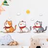 Sunbathing Happy Cat Wall Sticker Cartoon Self Adhesive Removable Kids Room Rental Sofa Background Decor