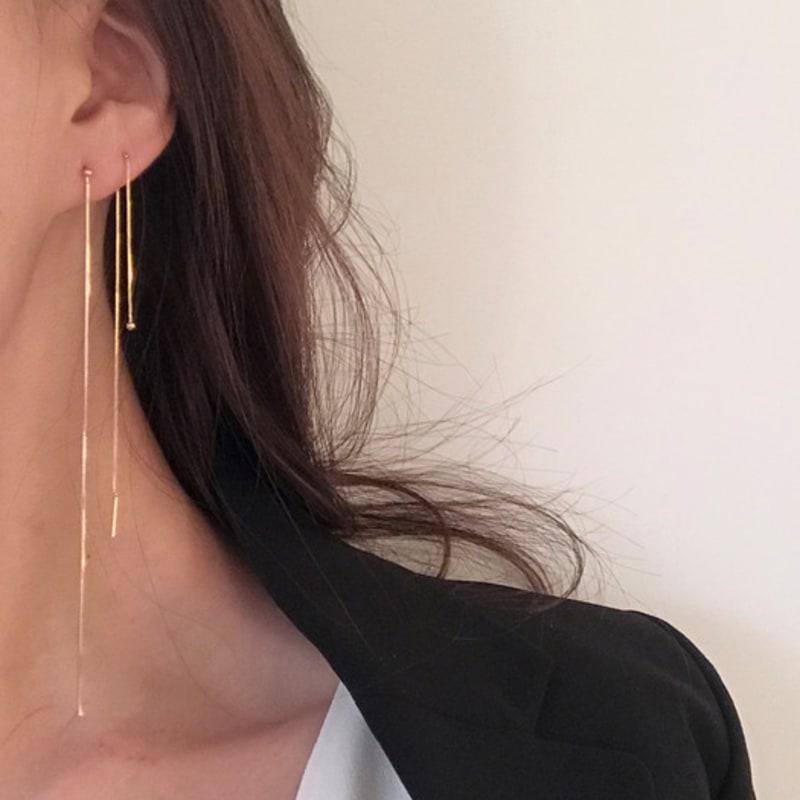 Taupe 925 Silver Long Drop Earrings