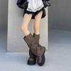 Cowhide High Boots Thick-soled Boots Women's Knee-length Boots Small Trouser Boots Women's Muffin-bottom Knight Boots