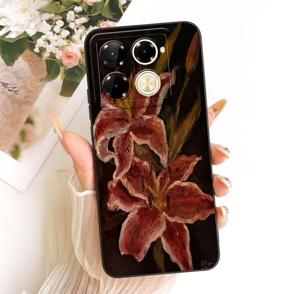 For Infinix Note 40 Pro 4G 5G / Note 40 Pro+ / Note40 X6853 Cute Cat Flower Cartoon Phone Case Soft Silicone Cover Bumpers