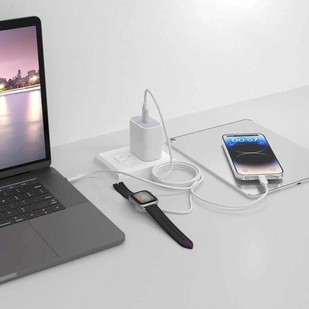 USB-A Watch Magnetic Wireless Chaeger Pad 3 in 1 Type-C Chargers Cable For iWatch 10/9/8/7/6/5/4/3/2 SE/Ultra PD Fast Charging