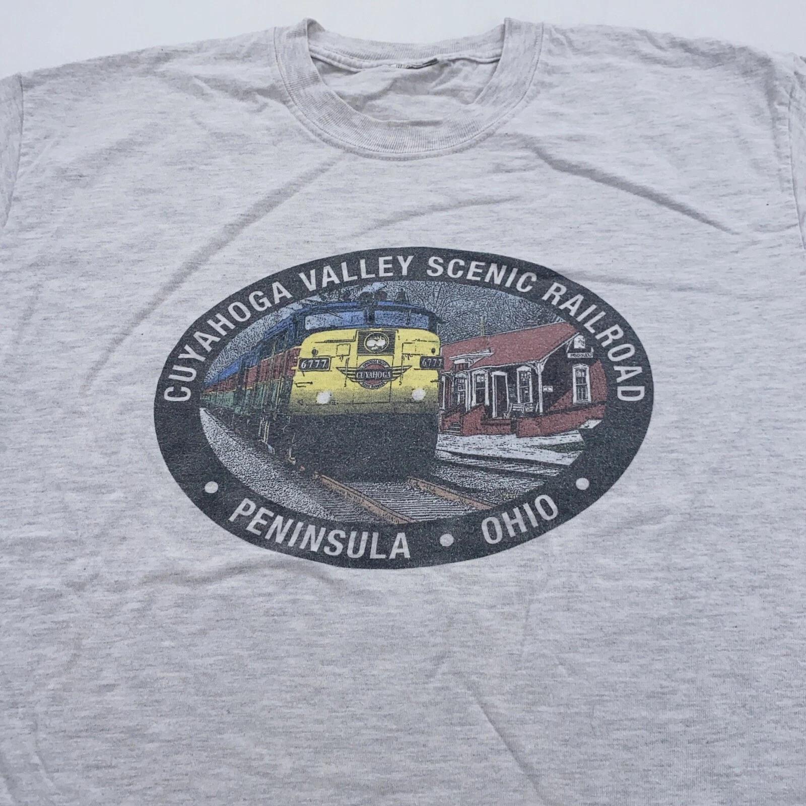 vtg 90s CUYAHOGA VALLEY SCENIC RAILROAD PENINSULA OHIO T-Shirt S/M train 3XL