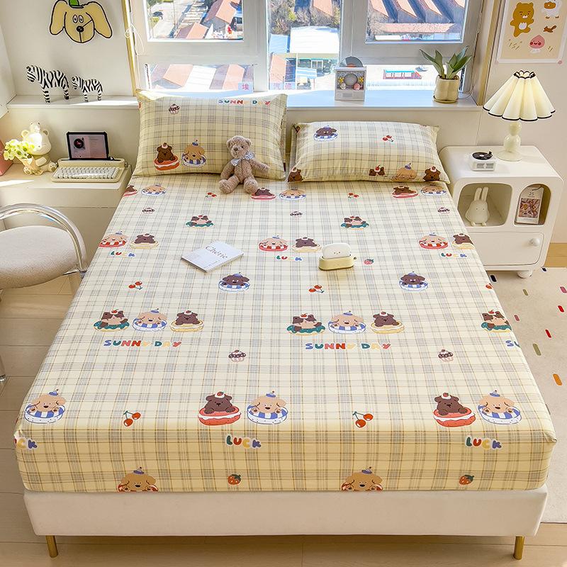 100%Cotton Fitted Bed Sheet Flower Printed Bed Sheet Single/Queen/King Size Fundas De Comfortable Fitted Sheet