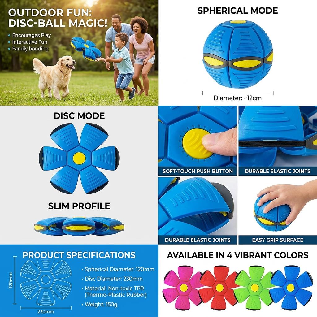 Durable Elastic Flying Saucer Bouncing Ball Dog Toy for Outdoor Activities And Exercise Fun Pet Playtime
