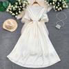 2026 New Summer Women Floral Print Short Sleeve Midi Long Elegant Gorgeous Bridesmaid Cocktail Party Dress with Round Neck