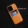 For iPhone 16 Pro Max Case Dual Card Slots Leather Coated PC Hard Phone Cover