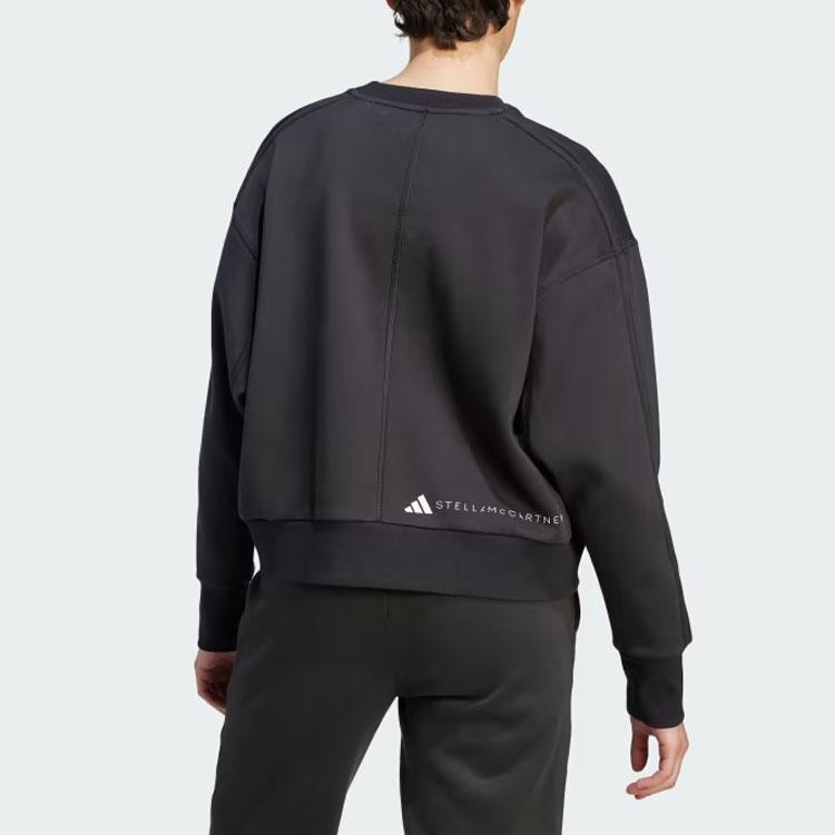 Adidas X Stella McCartney Pure Logo Sweatshirt with Round Neck and Long Sleeves Women Tops Black IQ2635