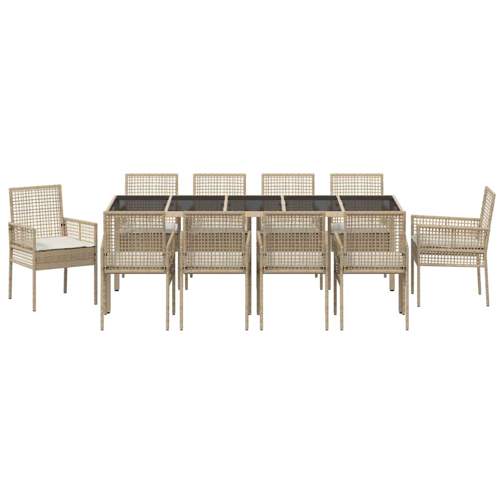Garden Dining Set 11 pcs Beige Poly Rattan
