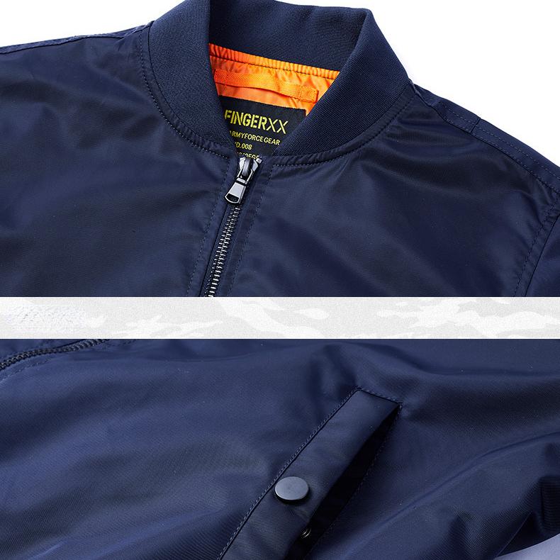 Pilotná bunda pánska bomber bunda Pánske retro bomber bundy Pánska ležérna jednofarebná bunda na zips Voľný strih Pánske kabáty