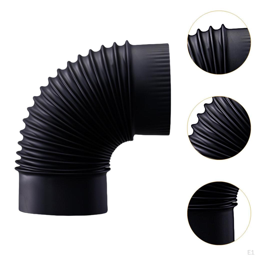 Conector de tubo de fogão preto de 90 graus para uso em chaminé Adaptador de conduta de aço inoxidável