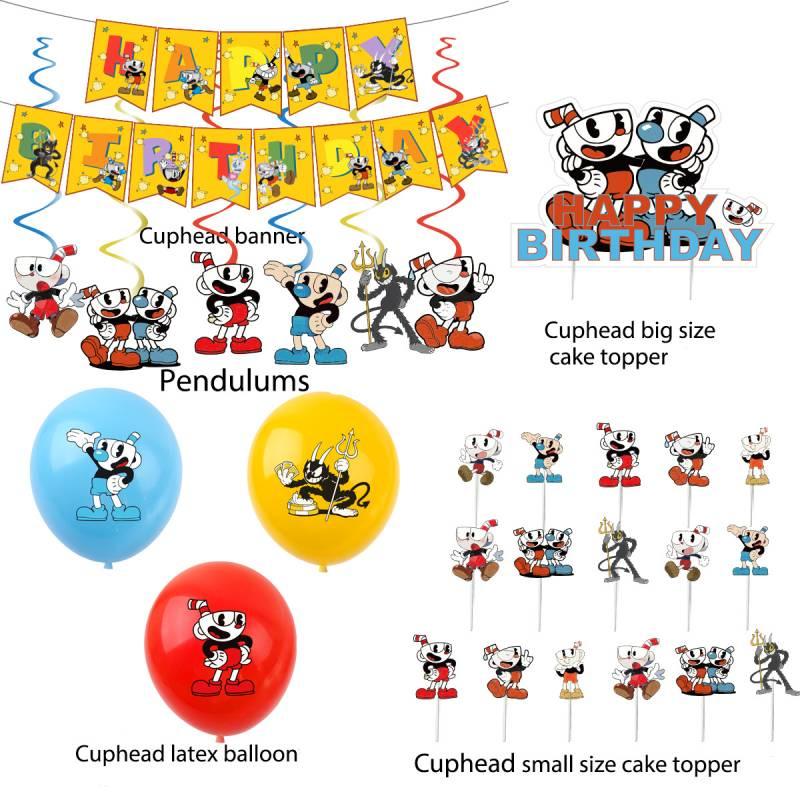 Cuphead Themed Birthday Party Decorations Set With Tea Cup Head Design Vibrant Paper Material