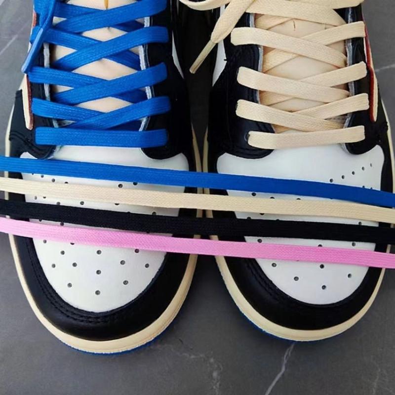Fashion Shoes Cswo01 Men's Pink Flat Waxed Blue Cotton Shoelaces Wo Trend Personality Sneakers Sport Casual Basketball Lightning Barb Shoes Laces 120Cm