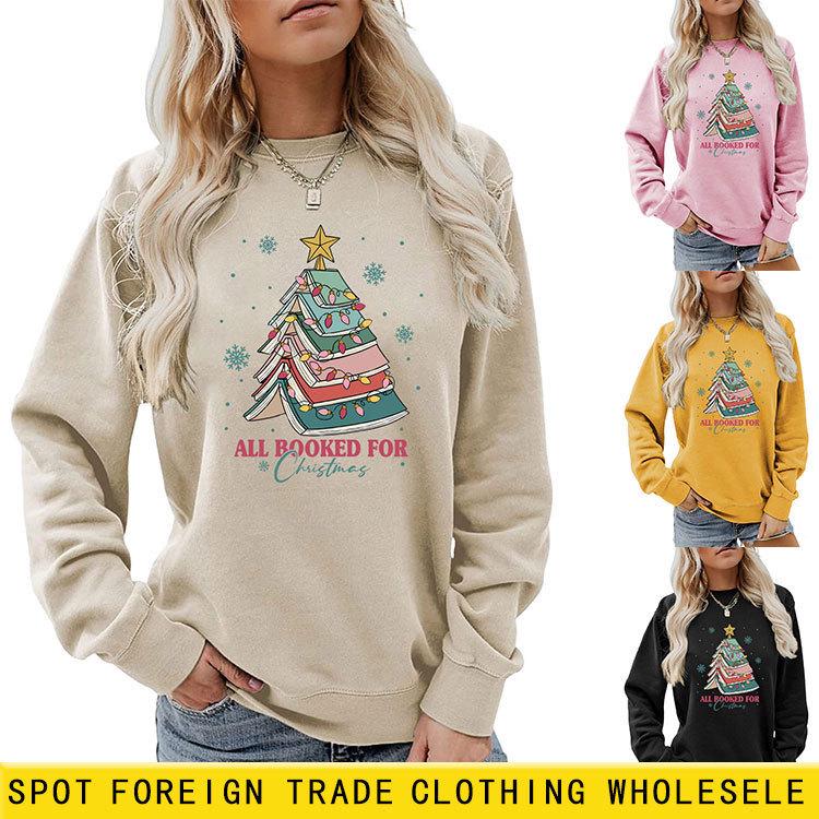 

Christmas Tree & Letter Print Casual Round Neck Sweatshirt M