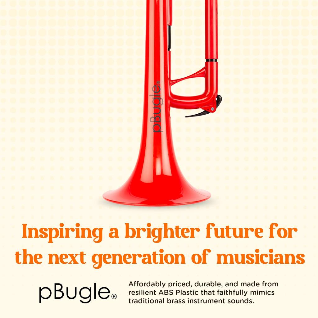 pInstruments Plastic Wind Instrument Bb Bugle pBugle Lightweight & Highly Durable ABS Biocoat Antibacterial PBUG1R Red (Mouthpiece Included) []