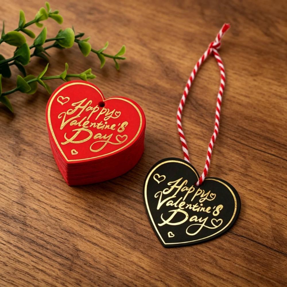 100pcs Valentine's Day Heart Gift Tags Gold Foil Printed Labels for Gift Wrapping Party Favors and Romantic Occasion Decoration
