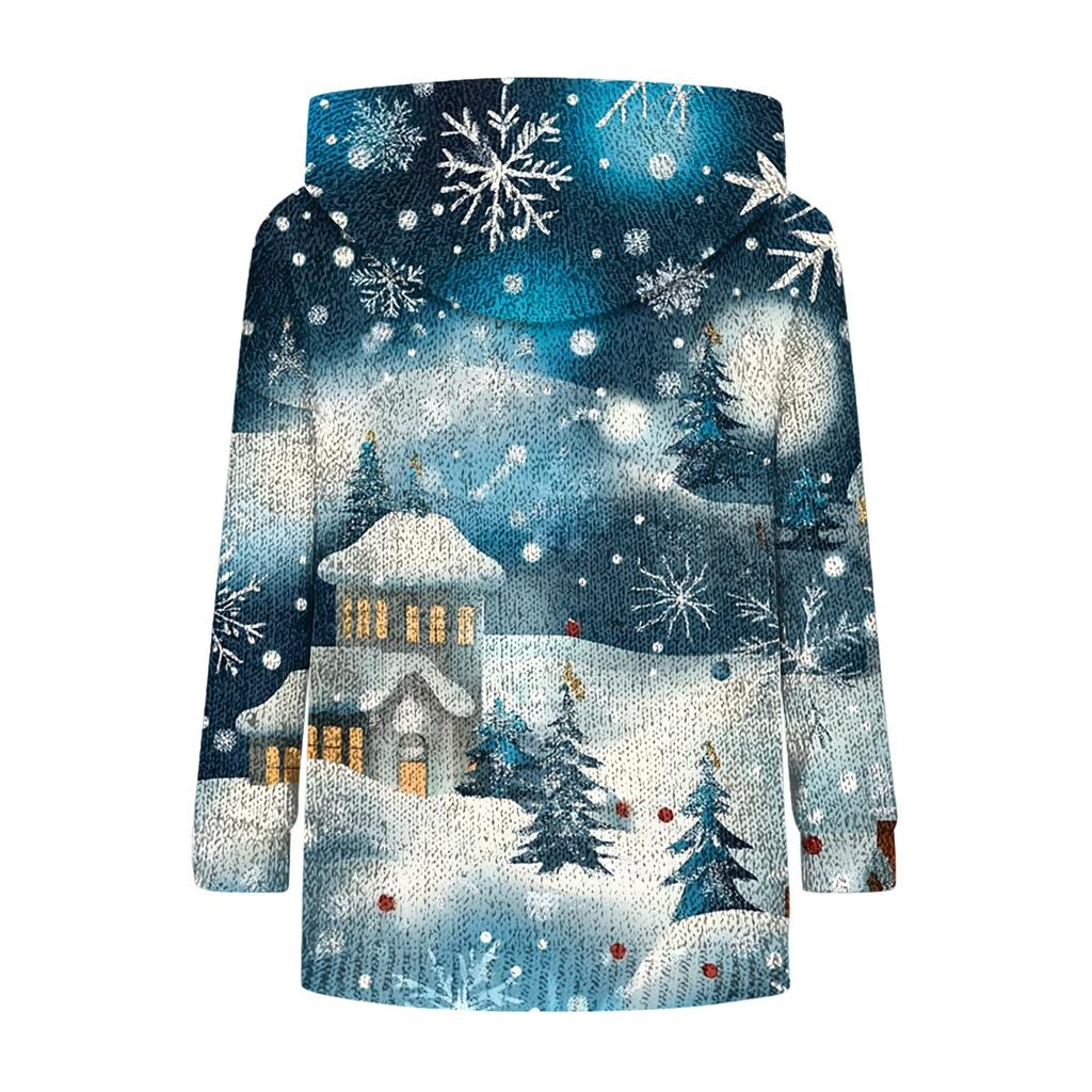 Ladies' Fashionable Printing Casual Hooded Long Sleeved Sweatshirt