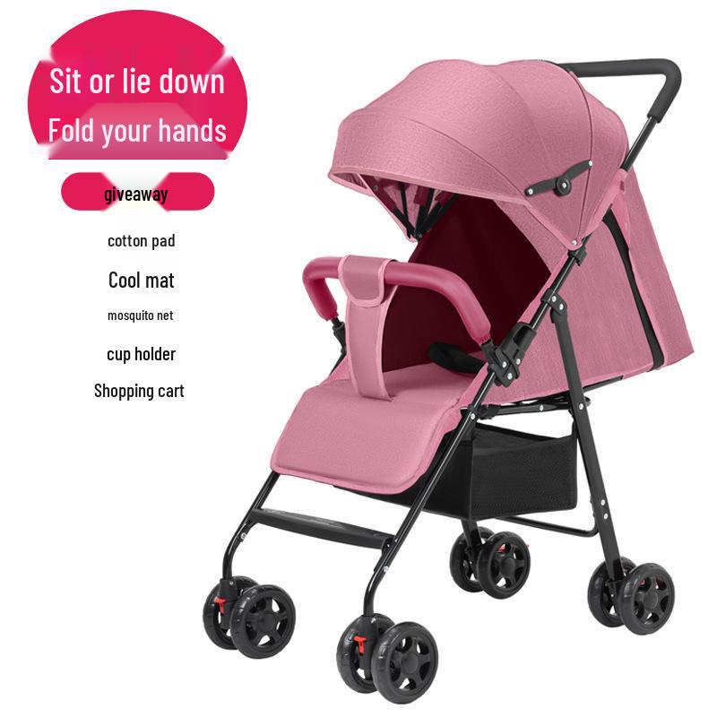 Compact Baby Stroller: Foldable with Recline, Shock Absorption, All-Weather Brakes, and Anti-Hunchback Design.
