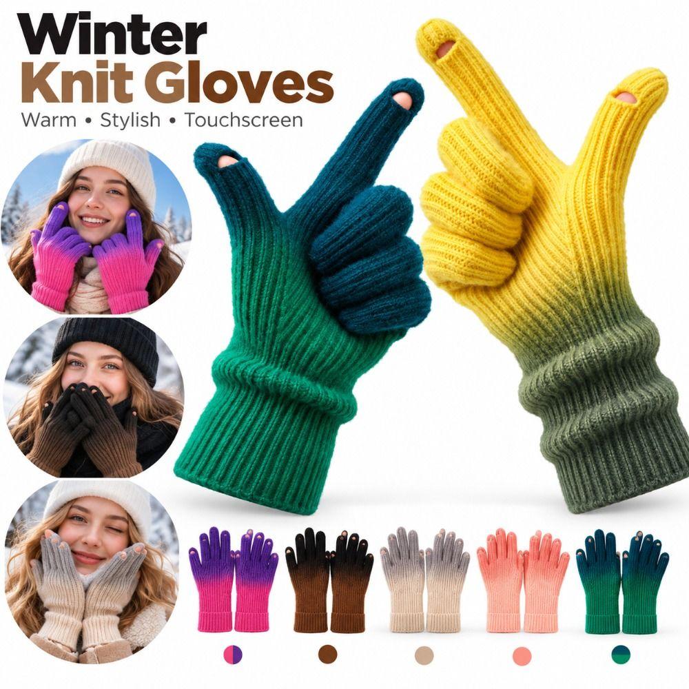 Fingertip Openings Knit Gloves Thick Touchscreen Gloves New Winter Gloves  For Women Men