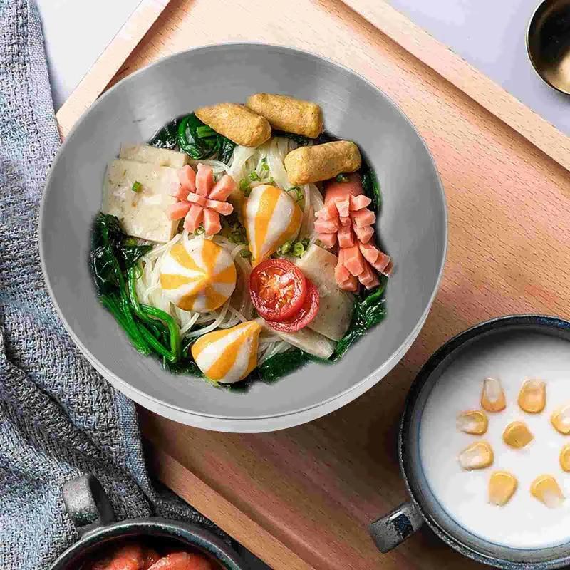 15/20/24/28cmBowls Salad Stainless Steel Soup Serving Metal Ramen Rice Kitchen Container Fruit Noodle Cereal Pasta Storage