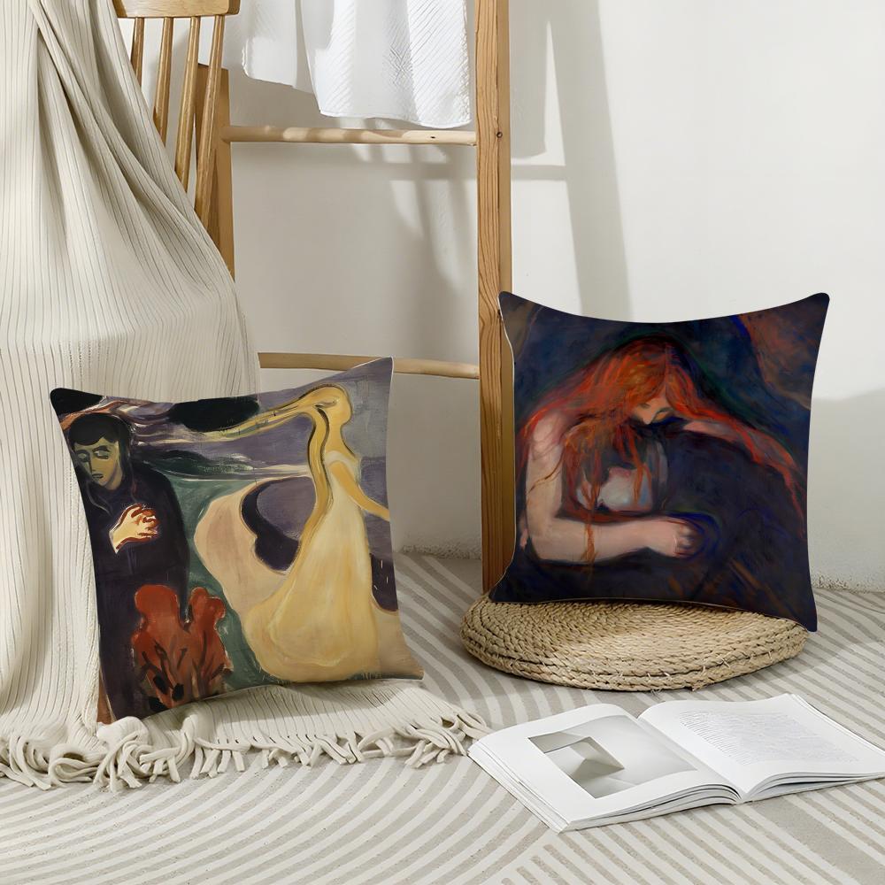 Kunst E‑Edvard Munch Angst Kunst Kissenbezug Atmungsaktiv Leinen Kissenbezug Sommer Geruchlos Umweltfreundlich Verdeckter Reißverschluss Waschbar