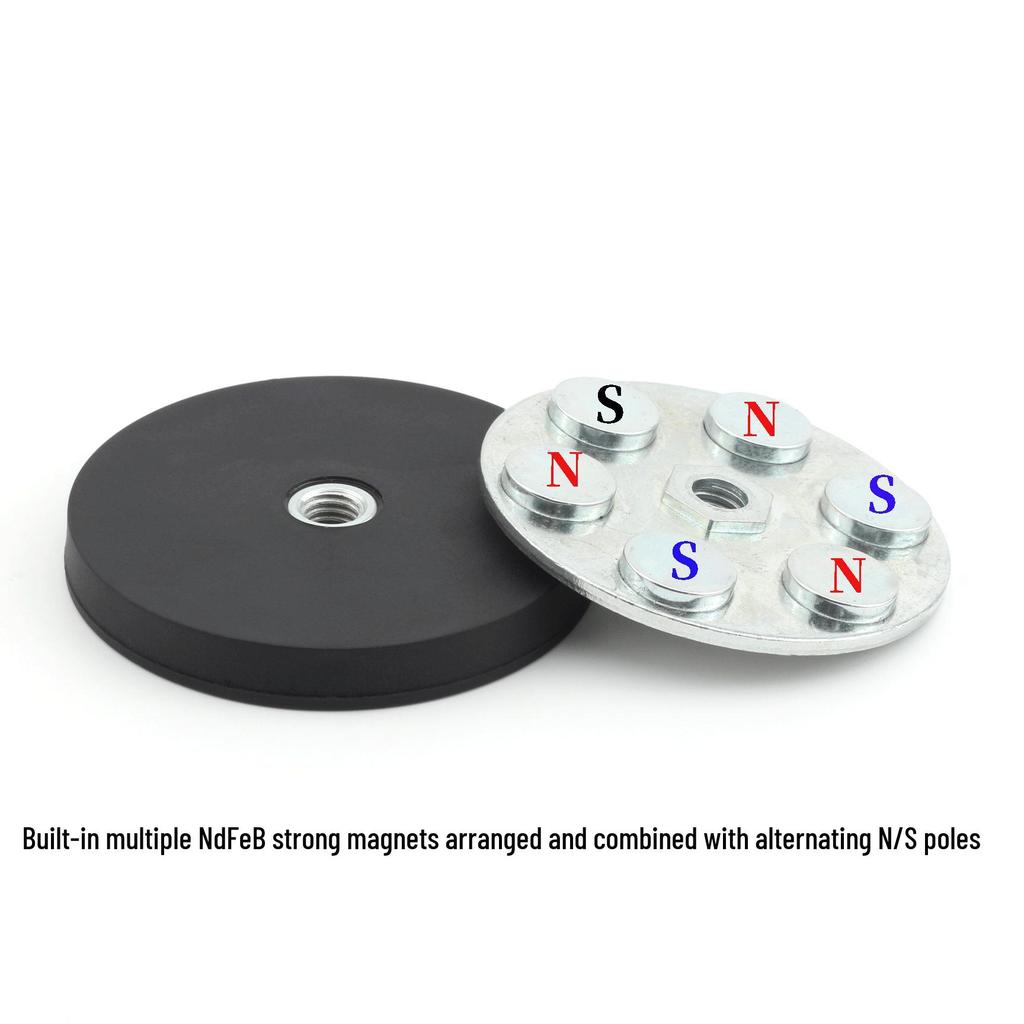 36mm Rubber Coated Neodymium Magnet Cup Base - Strong, Colored, Round Magnet