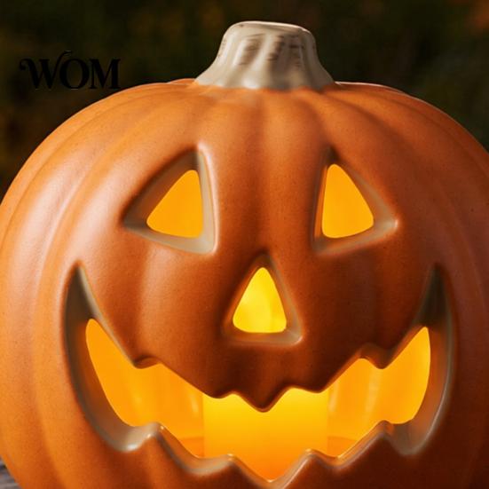 Spooky Halloween Decoration LED Pumpkin Lantern, Scary Face Glowing Plastic Indoor Decor Lamp, Battery Operated Table Ornament for Home Party Lantern